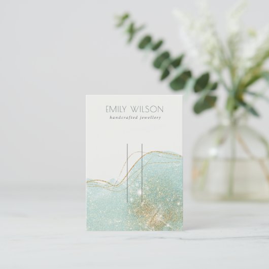 Abstrakter Aquamariner grüner Glitzer Shiny Hairpi Visitenkarte (Stehend Vorderseite)