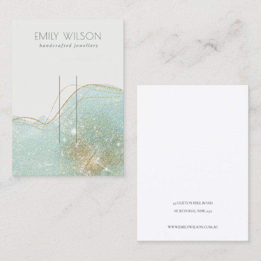 Abstrakter Aquamariner grüner Glitzer Shiny Hairpi Visitenkarte (Vorne/Hinten)