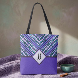 Abstrakter Aquamariner, Lila und schwarzer Stammba Tasche