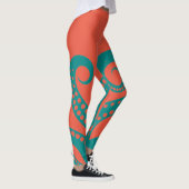 Abstrakter Aquamariner Oktopus Tentakel Leggings (Rechts)