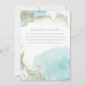 Abstrakter Aquamariner und Gold Moderner Abschluss Ankündigung (Rückseite)