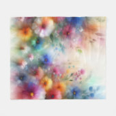 Abstrakter Aquarell-Blumenprint Fleecedecke (Vorderseite (Horizontal))