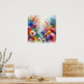 Abstrakter Aquarell-Blumenprint Poster (Küche)