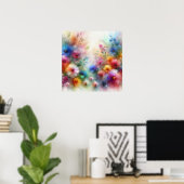 Abstrakter Aquarell-Blumenprint Poster (Heimbüro)