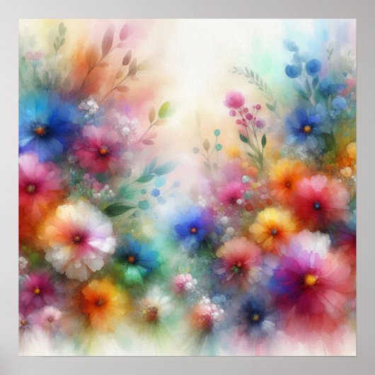 Abstrakter Aquarell-Blumenprint Poster (Vorne)