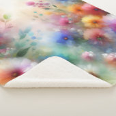 Abstrakter Aquarell-Blumenprint Sherpadecke (3/4)