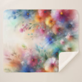 Abstrakter Aquarell-Blumenprint Sherpadecke (Vorderseite (Horizontal))