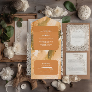 Abstrakter Aquarell-Pinselstrich Hochzeit All In One Einladung