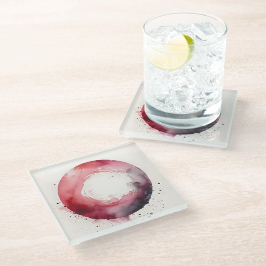abstrakter Aquarell-Ring Glasuntersetzer (Schrägansicht)