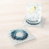 abstrakter Aquarell-Ring Glasuntersetzer (Schrägansicht)