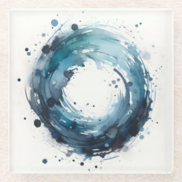 abstrakter Aquarell-Ring Glasuntersetzer