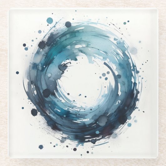abstrakter Aquarell-Ring Glasuntersetzer (Vorderseite)