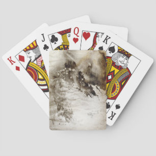 Abstrakter Aquarellhintergrund auf Schleifpapier Spielkarten