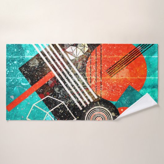 Abstrakter Aquarellhintergrund mit geometrischer F Badehandtuch (Badehandtuch)