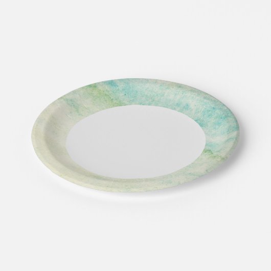 Abstrakter Aquarellhintergrund Pappteller (Schrägansicht)