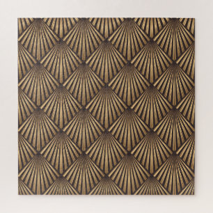 Abstrakter Art Deco: Goldene Eleganz. Puzzle