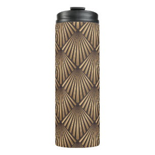 Abstrakter Art Deco: Goldene Eleganz. Thermosbecher