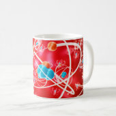 Abstrakter Atom-Hintergrund, chemisches Modell von Kaffeetasse (VorderseiteRechts)