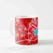 Abstrakter Atom-Hintergrund, chemisches Modell von Kaffeetasse (Vorderseite Links)