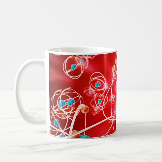Abstrakter Atom-Hintergrund, chemisches Modell von Kaffeetasse (Links)