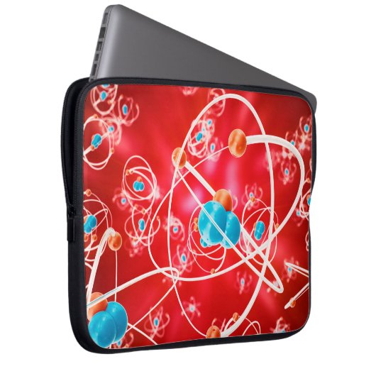 Abstrakter Atom-Hintergrund, chemisches Modell von Laptopschutzhülle (Vorne Rechts)