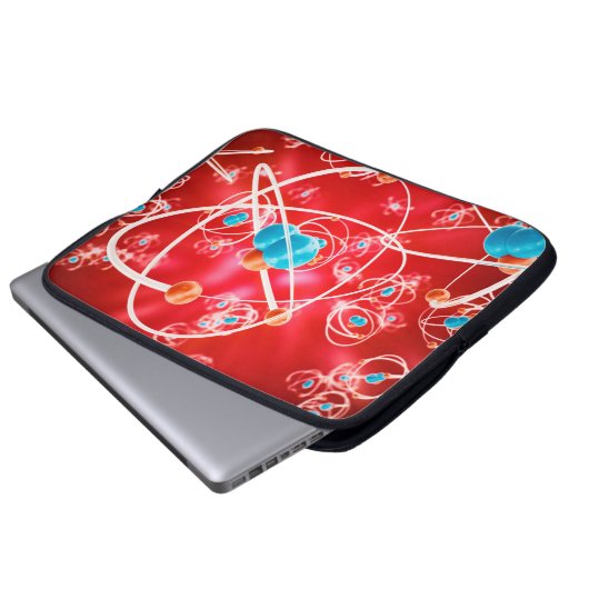 Abstrakter Atom-Hintergrund, chemisches Modell von Laptopschutzhülle (Vorne Knopf)