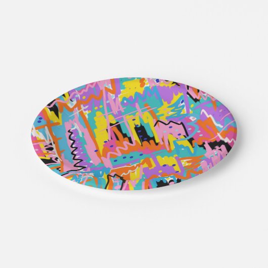 Abstrakter Ausdruck Pappteller (Schrägansicht)