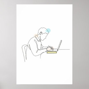 abstrakter Autor, eine Linie, kontinuierlich Poster