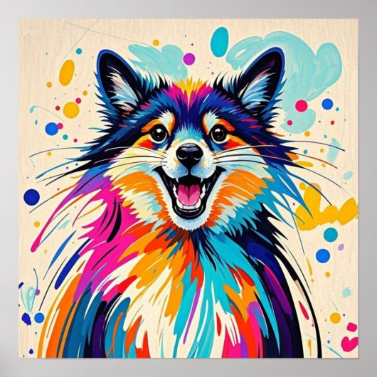 Abstrakter Bär niedliche glückliche Tierkunst Poster (Vorne)