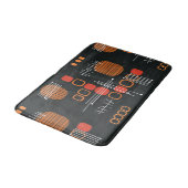 Abstrakter Barkcloth, schwarzer Burnt Orange Badematte (Schrägansicht)