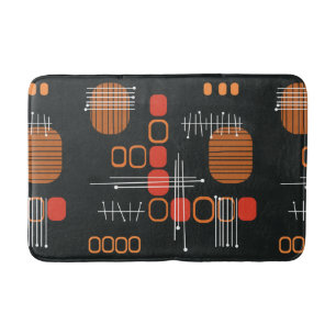 Abstrakter Barkcloth, schwarzer Burnt Orange Badematte