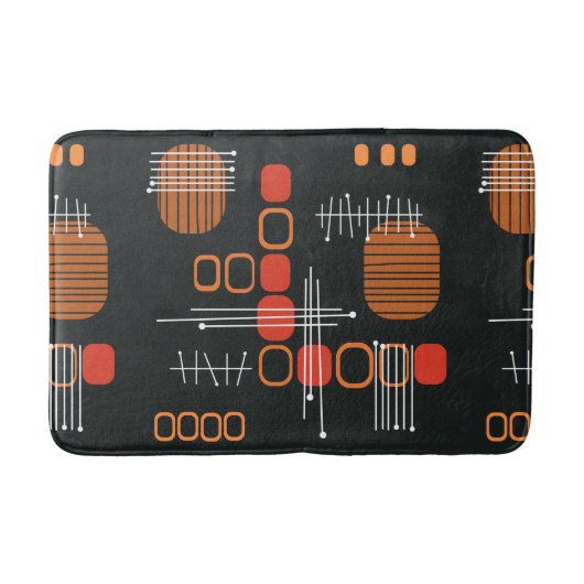 Abstrakter Barkcloth, schwarzer Burnt Orange Badematte (Vorderseite)