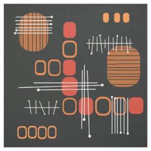 Abstrakter Barkcloth, schwarzer Burnt Orange Stoff