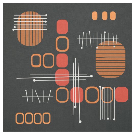 Abstrakter Barkcloth, schwarzer Burnt Orange Stoff (Muster)