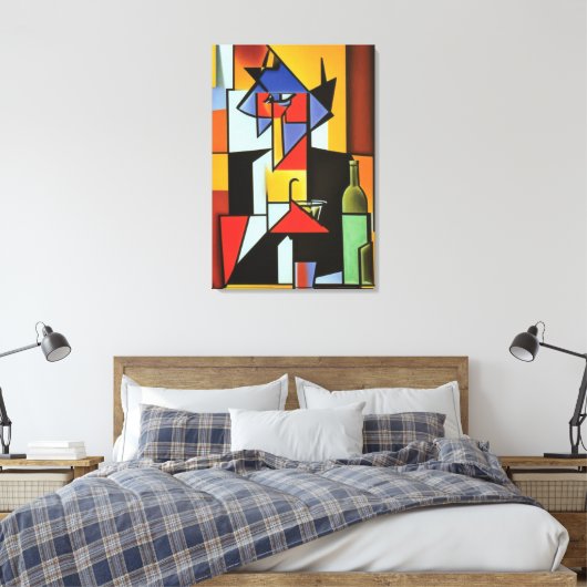 Abstrakter Barkeeper Cubist Canvas Print Leinwanddruck (Insitu (Schlafzimmer))