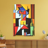Abstrakter Barkeeper Cubist Canvas Print Leinwanddruck (Insitu (Wohnzimmer))