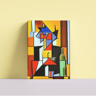 Abstrakter Barkeeper Cubist Canvas Print Leinwanddruck