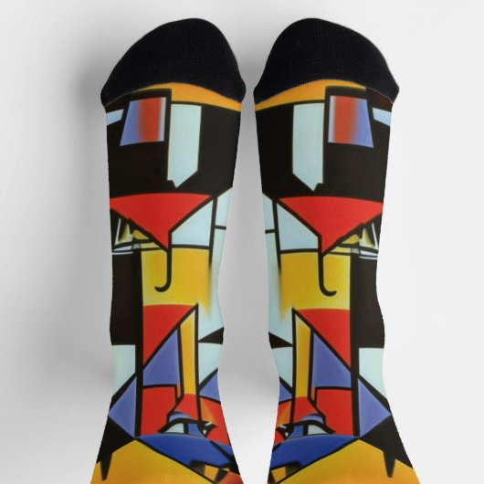 Abstrakter Barkeeper Cubist Socks Socken (Oben)