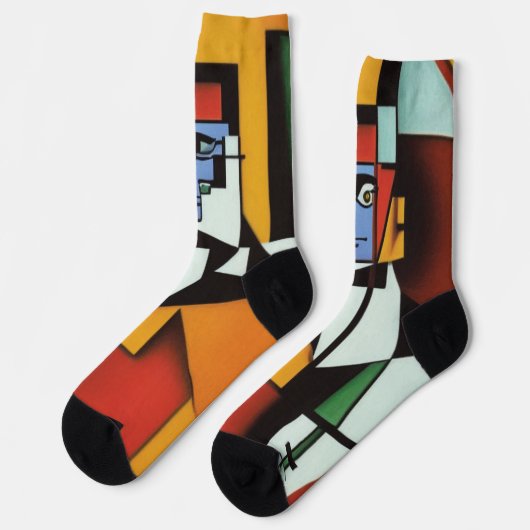 Abstrakter Barkeeper Cubist Socks Socken (Linkes Detail)