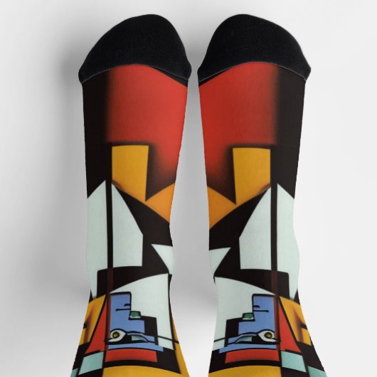 Abstrakter Barkeeper Cubist Socks Socken (Oben)
