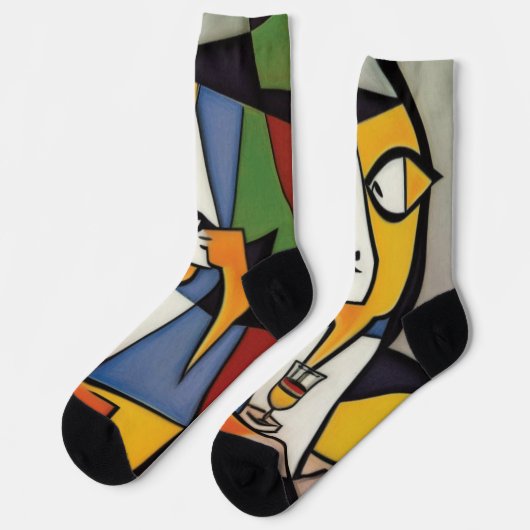 Abstrakter Barkeeper Cubist Socks Socken (Linkes Detail)