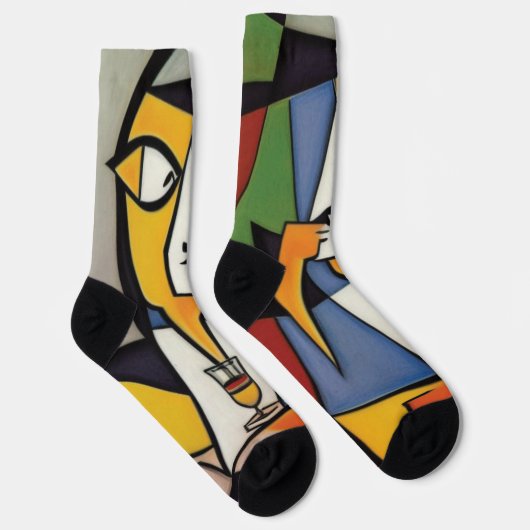 Abstrakter Barkeeper Cubist Socks Socken (Rechts)