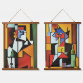 Abstrakter Barkeeper Cubist Wall Tapestry Wandteppich Mit Holzrahmen (Doppelt)