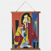 Abstrakter Barkeeper Cubist Wall Tapestry Wandteppich Mit Holzrahmen (Vorderseite 2)