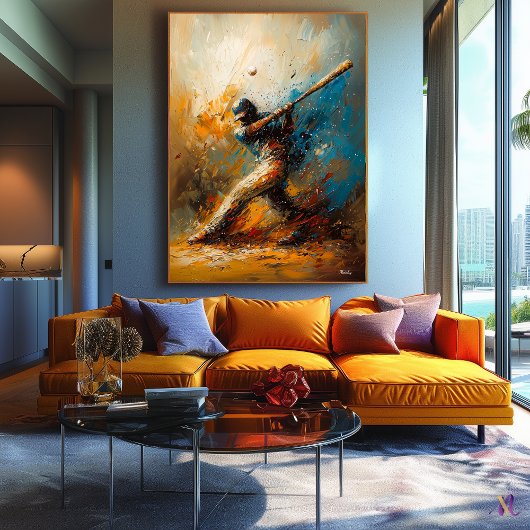 Abstrakter Baseball-Player - Dynamische Sportart Leinwanddruck