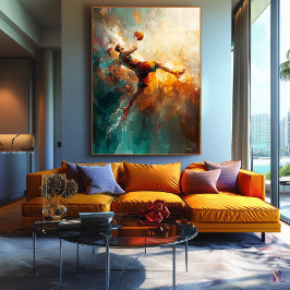 Abstrakter Basketball-Spieler - Leistungsstarke Sp Leinwanddruck