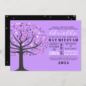 Abstrakter Baum Bat Mitzvah Einladung (Vorne/Hinten)