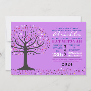 Abstrakter Baum Bat Mitzvah Lila Einladung