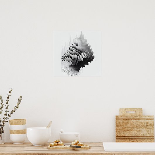 Abstrakter Baum der optischen Illusion von B&W Poster (Küche)