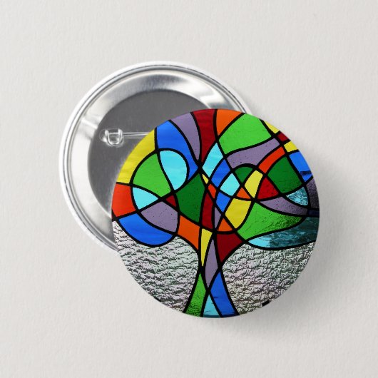 Abstrakter Baum des Leben-Abzeichens Button (Vorne & Hinten)